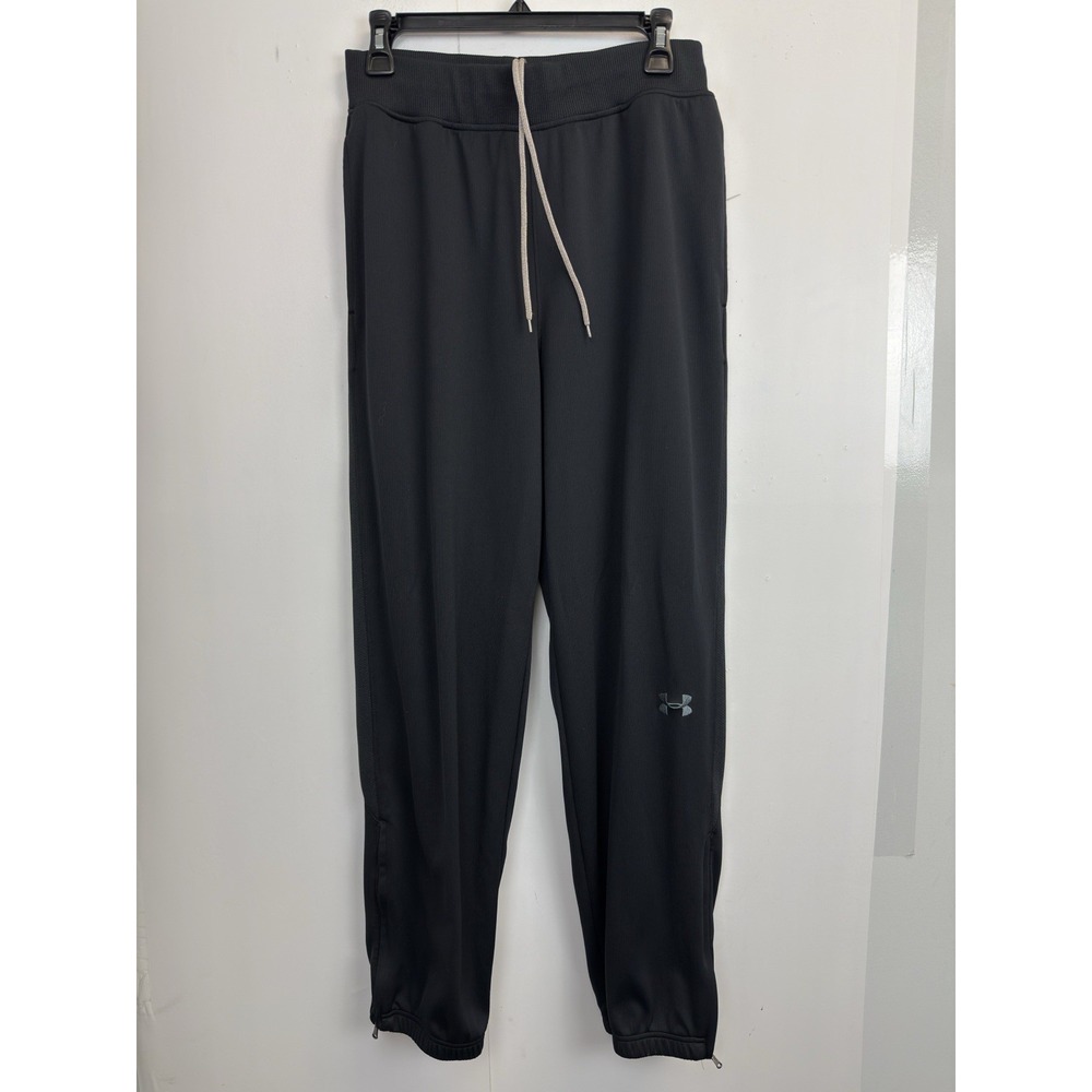 Under Armour Pants Women's M Tapered Athletic Track Joggers Zip Ankles Black